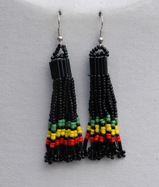 Schöne Glasperlen Ohrringe - Reggae Farben