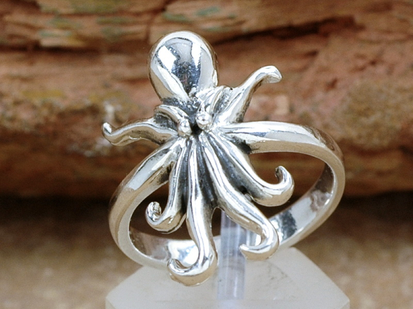 Schöner Ring Silber 925 - Tintenfisch Oktopus Krake