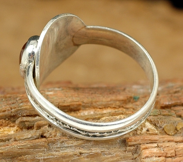Schöner Tuareg Ring - Silber mit Achat - verstellbar - Rückseite