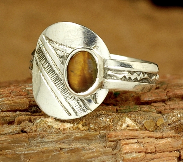 Schöner Tuareg Ring - Silber mit Tigerauge - verstellbar
