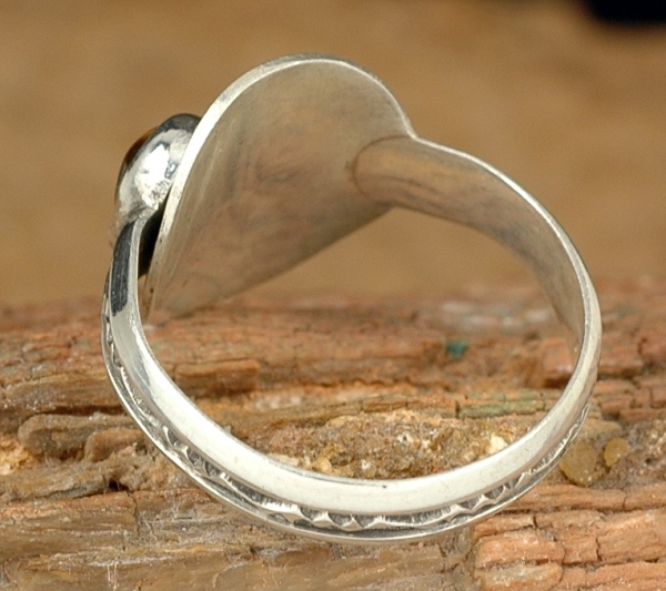 Schöner Tuareg Ring - Silber mit Tigerauge - verstellbar - Rückseite