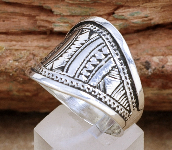 Schöner Tuareg Silber Ring - Dekoratives Muster