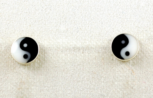 Silber 925 Ohrstecker mit Muschel - Yin Yang
