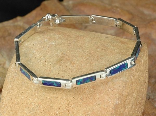 Silber 925 Armband mit Azurit - Malachit