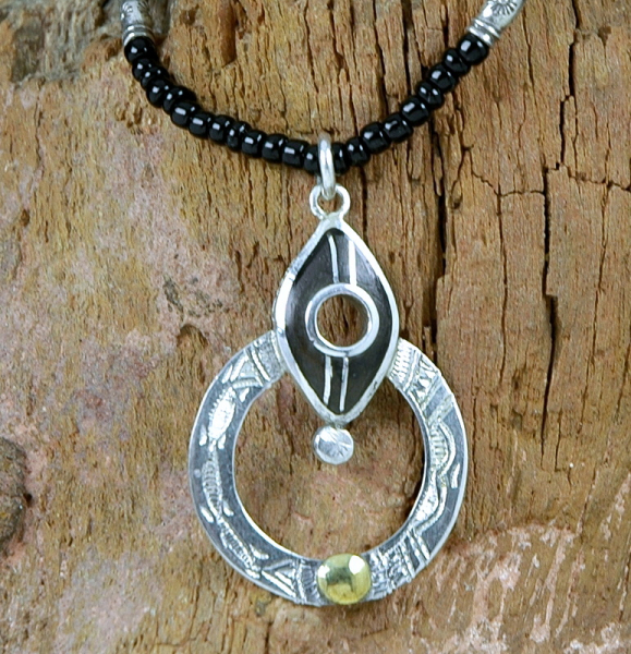 Silber Anhänger mit Ebenholz - Tuaregschmuck