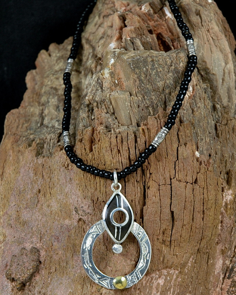 Silber Anhänger mit Ebenholz - Tuaregschmuck