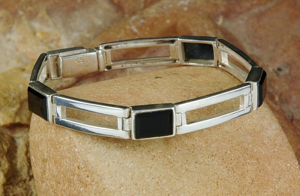 Silber Armband 925 - Modernes Design mit Onyx