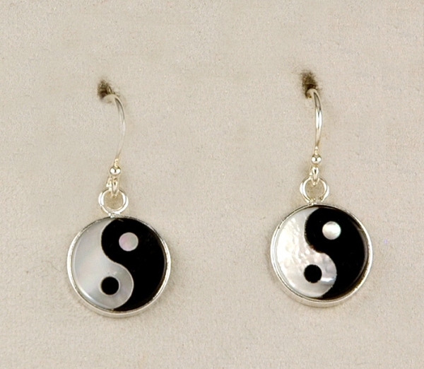Silber Ohrringe 925 mit Muschel - Yin Yang