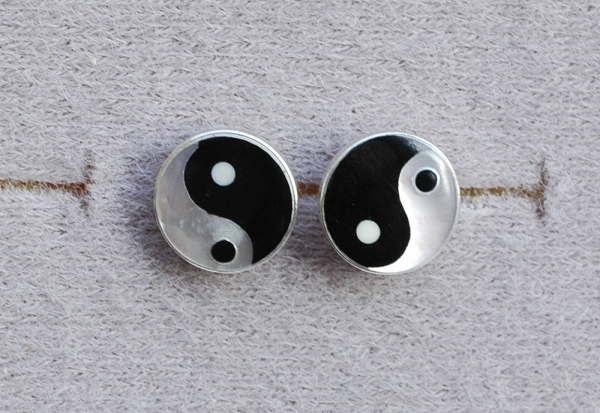 Silber Ohrstecker 925 mit Muschel - Yin Yang