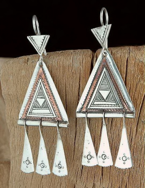 Tolle Tuareg Ohrhänger - Silber mit Kupfer Einlage