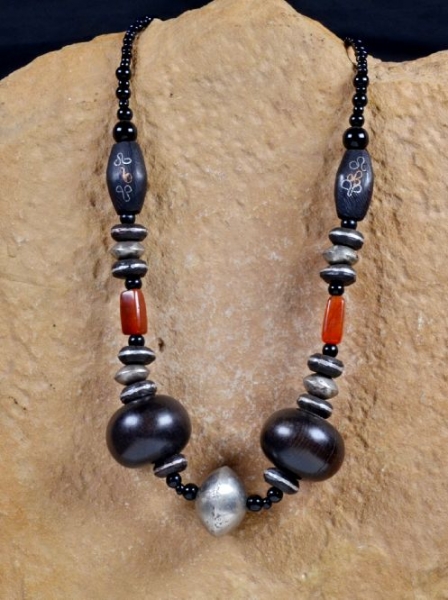 Tuareg Halskette - Ebenholz & Achat - Tuaregschmuck