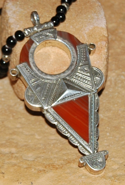 Tuareg Halskette - Silber Anhänger mit Achat