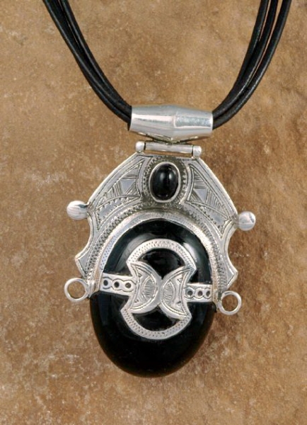 Tuareg Kette - Dekorativer Silber Anhänger mit Onyx