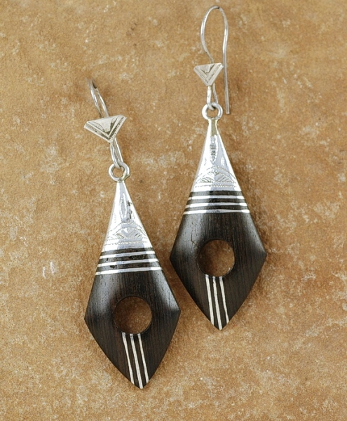 Tuareg Ohrringe - Ebenholz und Silber - Tuaregschmuck