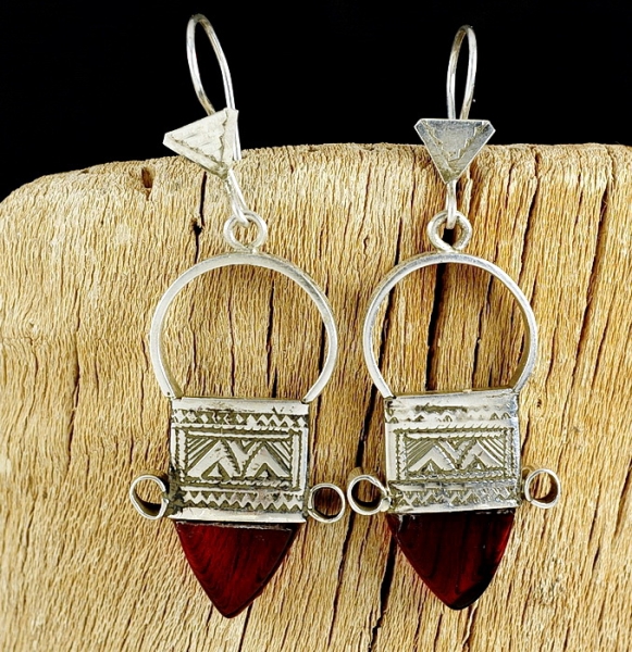 Tuareg Ohrringe - In Gall Rot- Schöner Tuaregschmuck