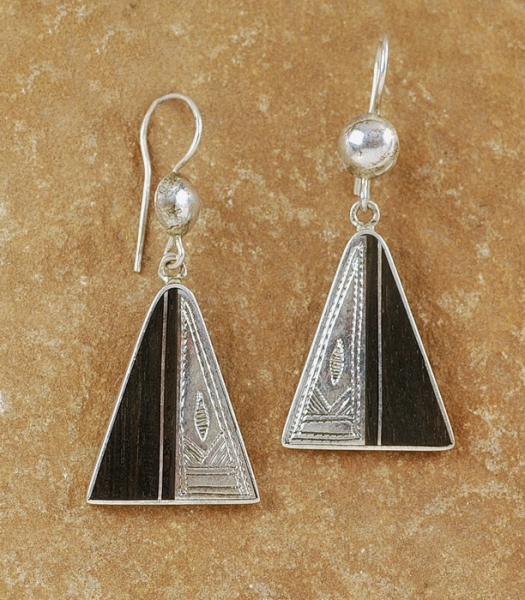 Tuareg Ohrringe mit Ebenholz und Silber Einlagen