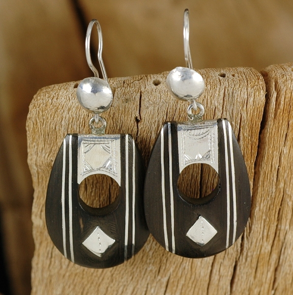 Tuareg Ohrringe mit Ebenholz und Silber - Neues Design