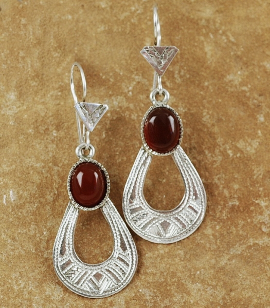 Tuareg Ohrringe - Silber mit Achat - Tuaregschmuck