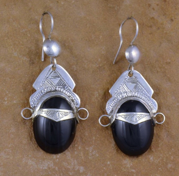 Tuareg Ohrringe - Silber mit Onyx - Dekoratives Modell