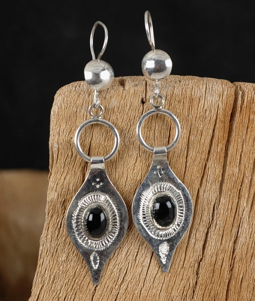 Tuareg Ohrringe - Silber & Onyx