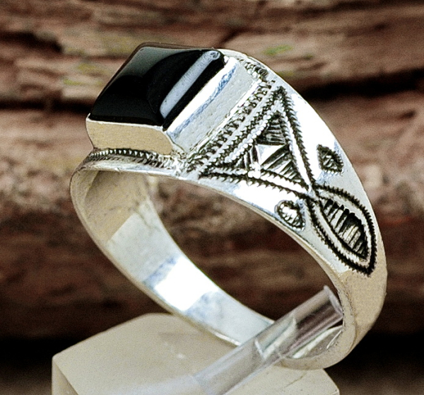 Tuareg Ring - Silber + schwarzer Onyx - Tuaregschmuck