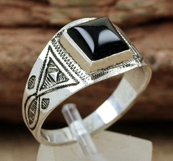 Tuareg Ring - Silber + schwarzer Onyx - Tuaregschmuck