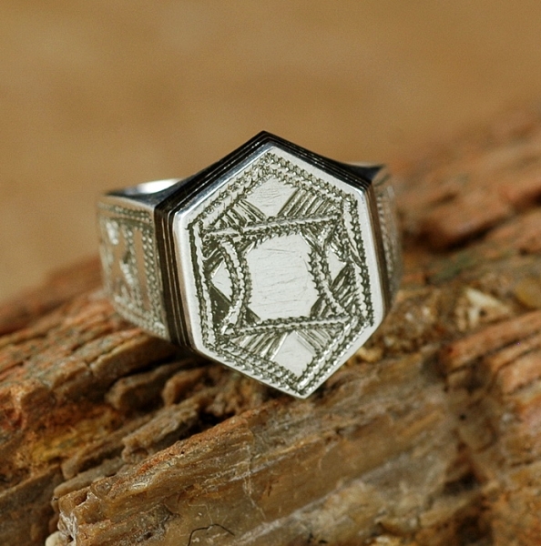 Tuareg Ring aus Silber & Ebenholz - Tuaregschmuck