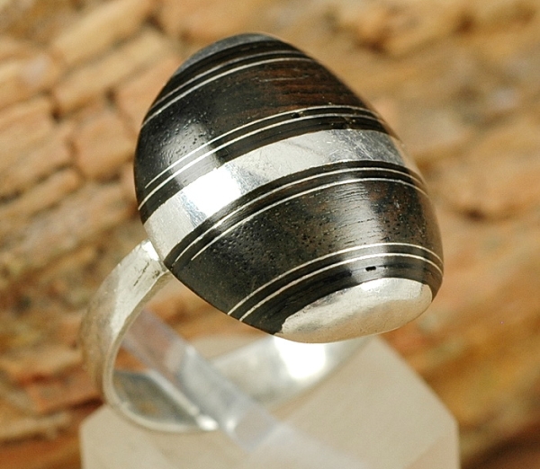 Tuareg Ring aus Silber mit Ebenholz - Tolles Design