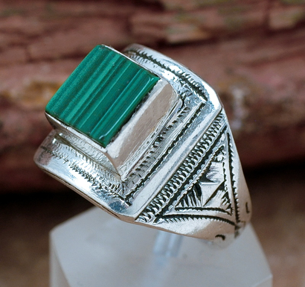 Tuareg Ring - Silber mit Malachit - Tuaregschmuck