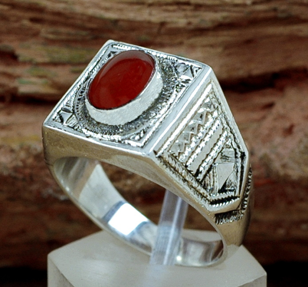 Tuareg Ring - Silber und roter Karneol - Tuaregschmuck