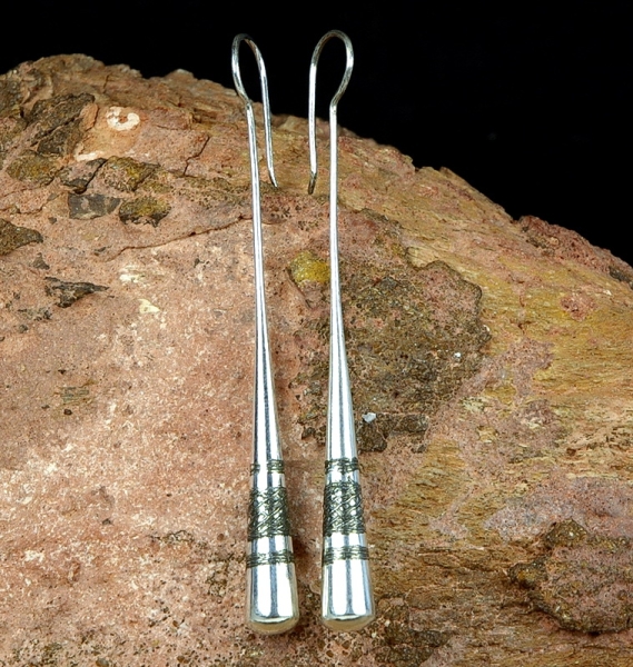 Tuareg Silber Ohrringe - Kegel Form mit tollem Muster