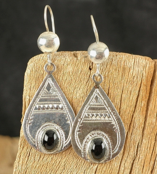 Tuareg Silber Ohrringe mit Onyx - Tuaregschmuck