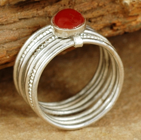 Tuareg Silber Ring mit rotem Achat - Tuaregschmuck