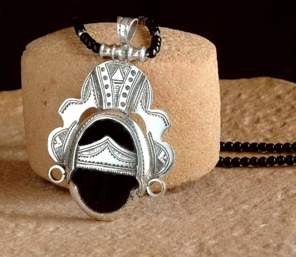 Tuaregschmuck - Ausgefallener Silber Anhänger Onyx